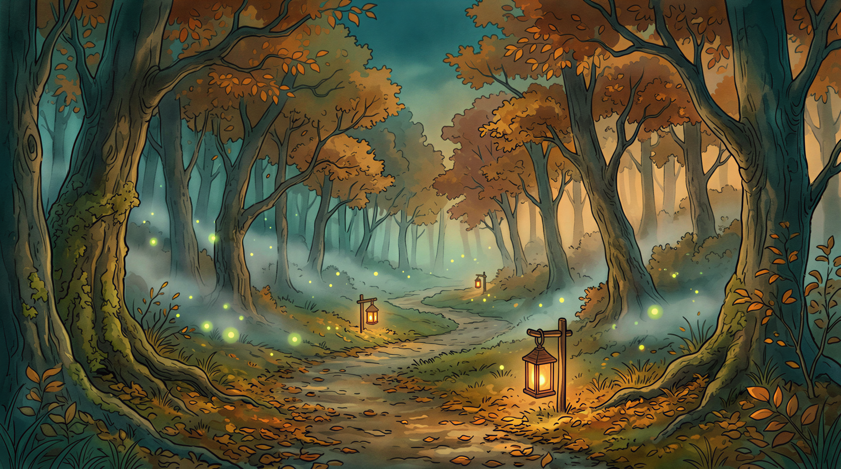 Foggy Forest Path prompt image
