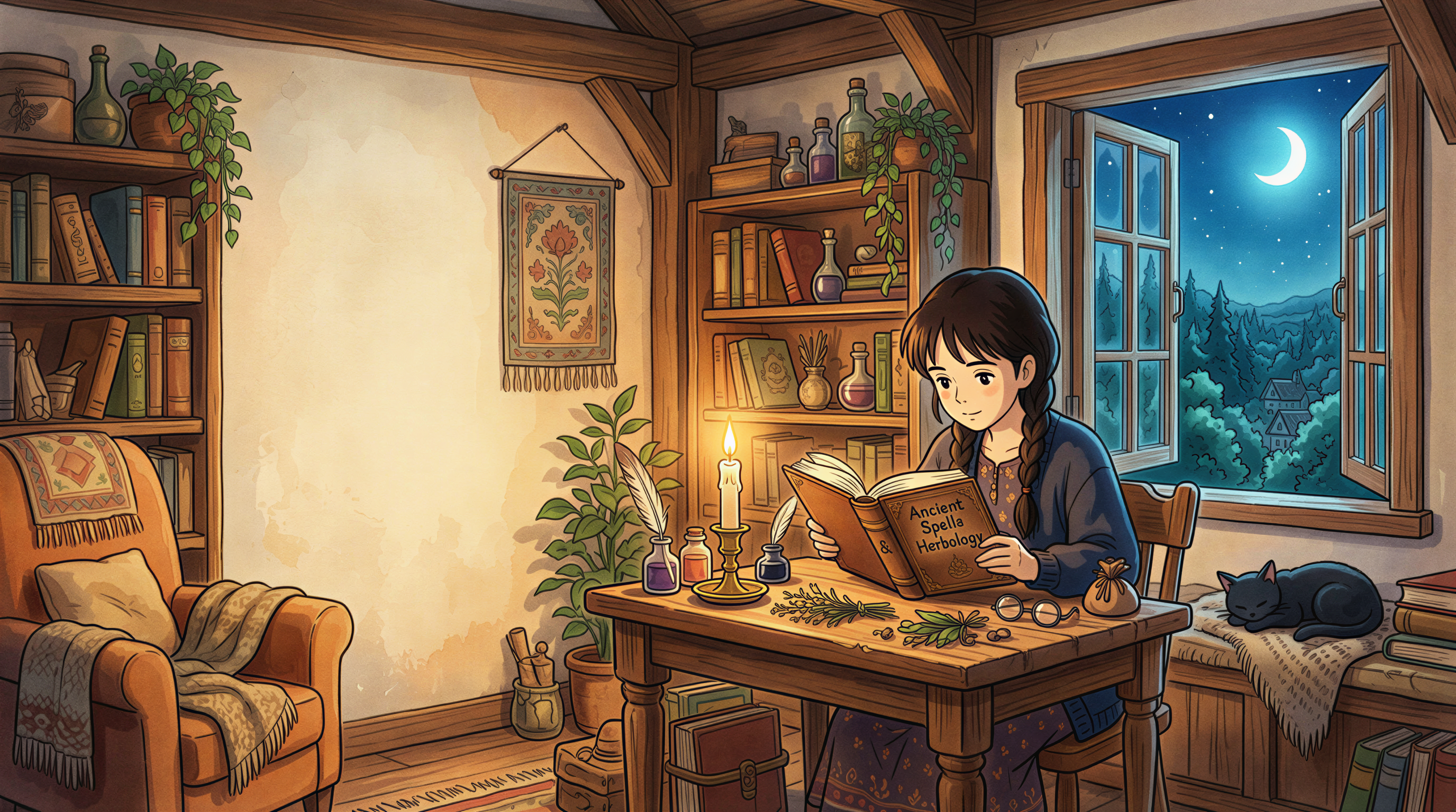 Quiet Witch's Reading Nook prompt image