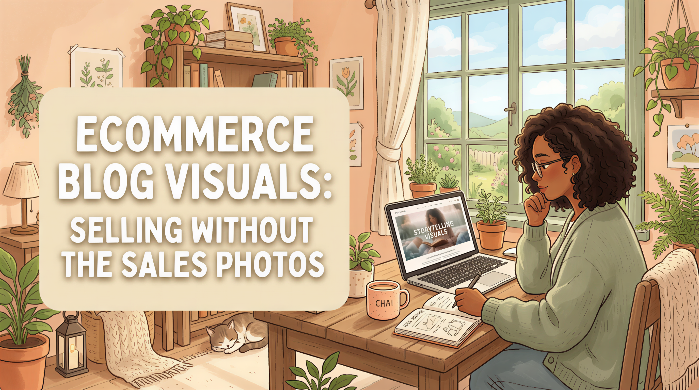 Studio Ghibli-inspired banner for ecommerce editorial visuals that sell without product-shot headers