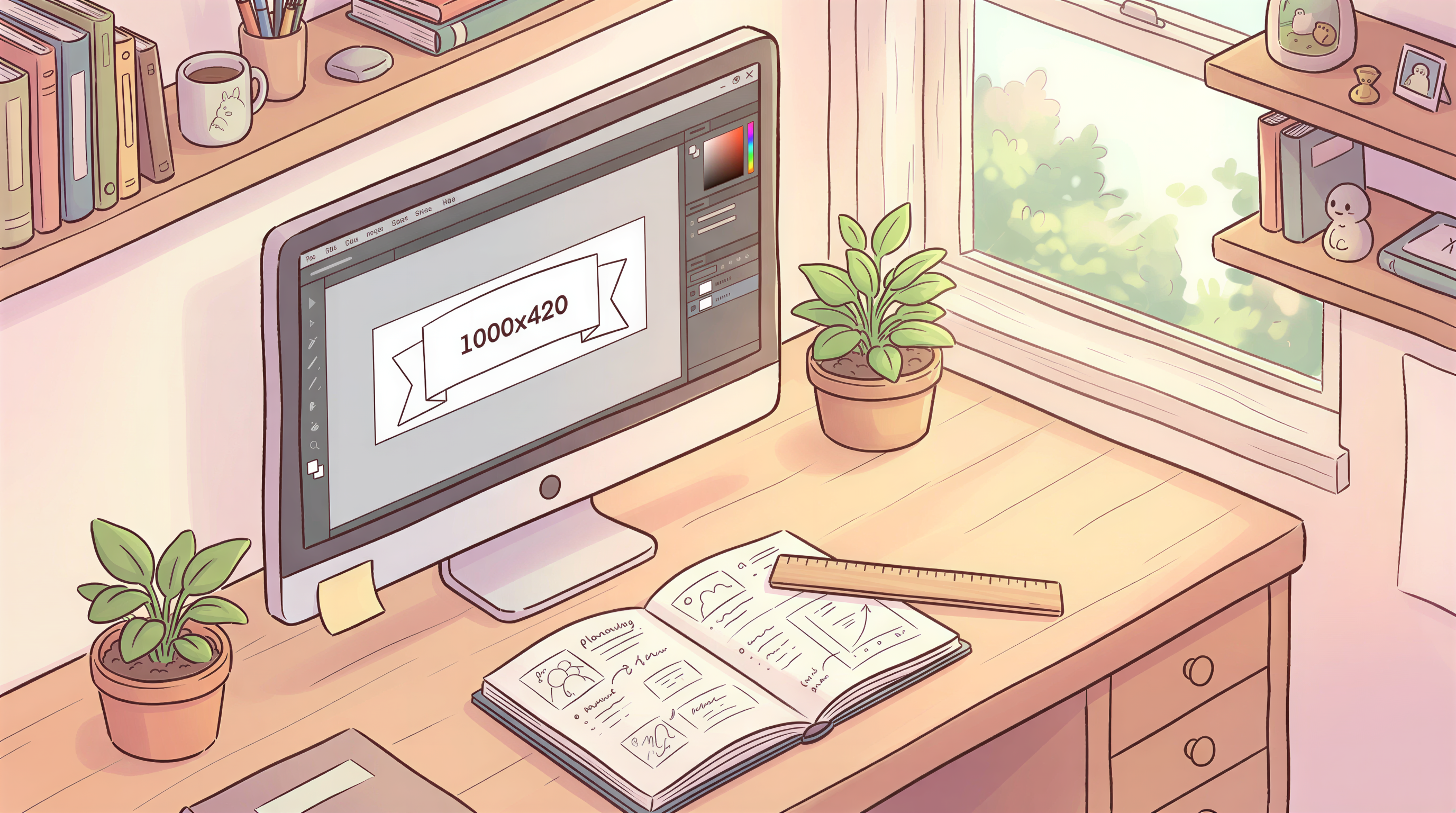 Overview of DEV.to cover spec: 1000x420 px, 2.38:1 aspect ratio