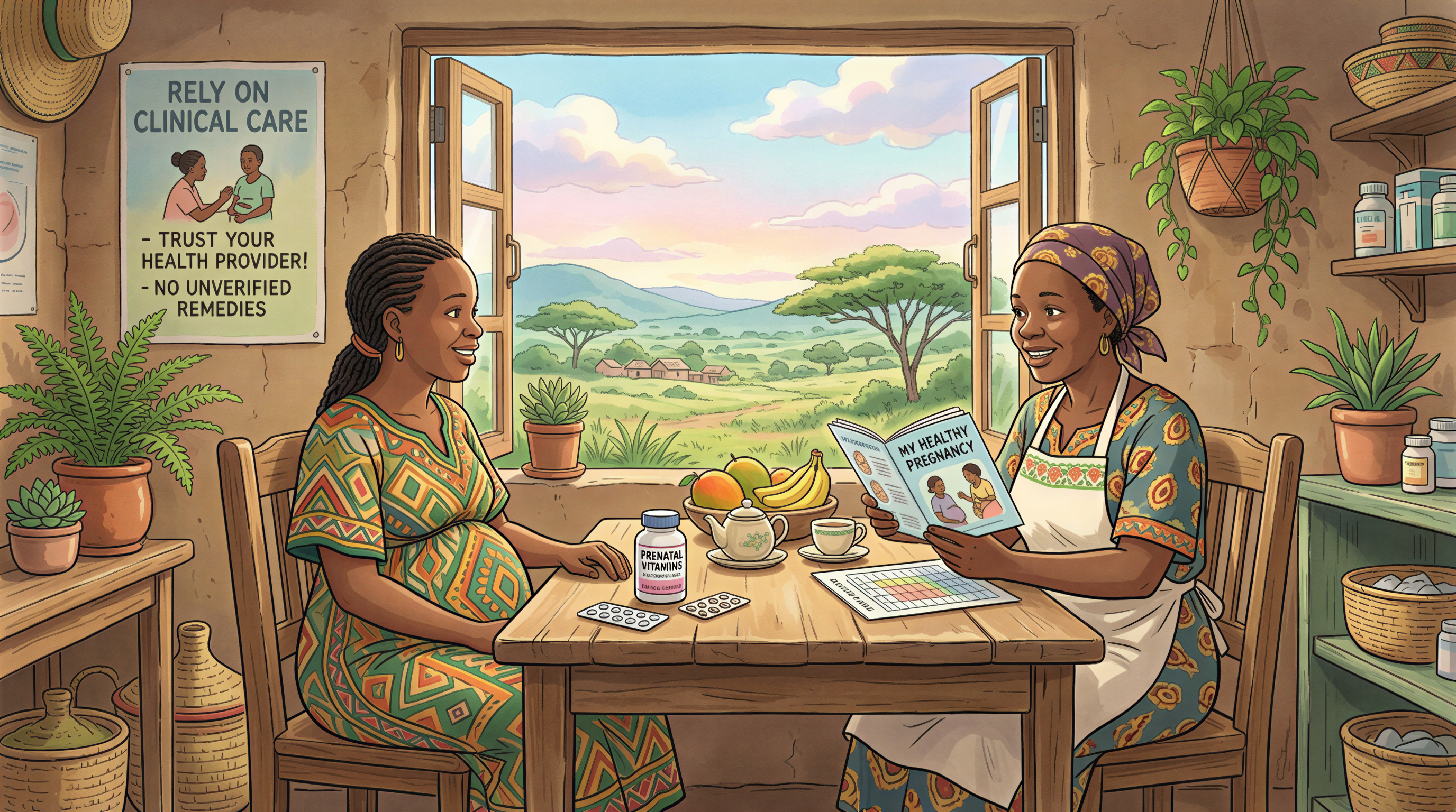 Pregnant woman consulting with a clinician about prenatal vitamins vs moringa tea