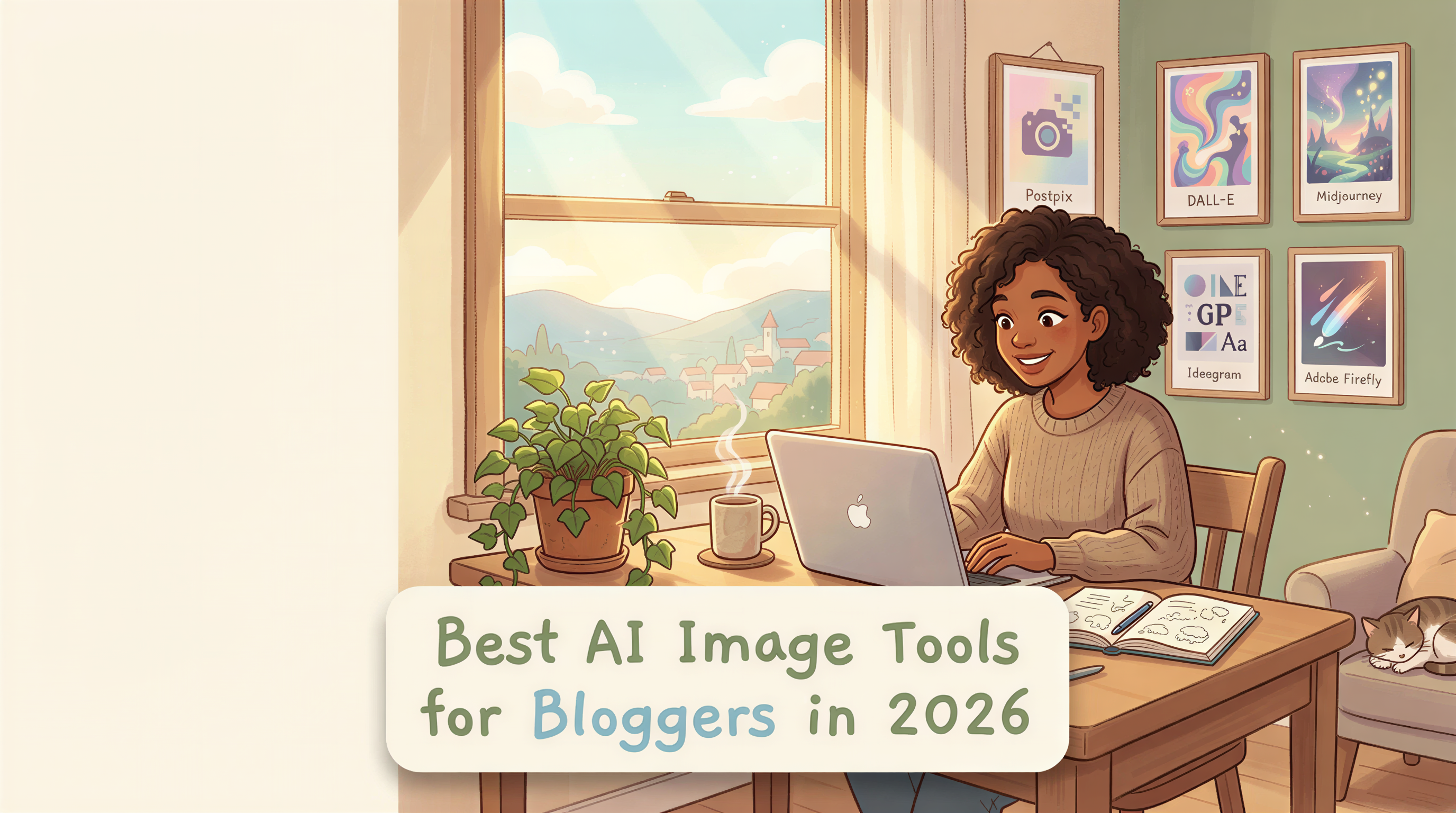 Studio Ghibli-inspired banner for Best AI Image Tools for Bloggers in 2026