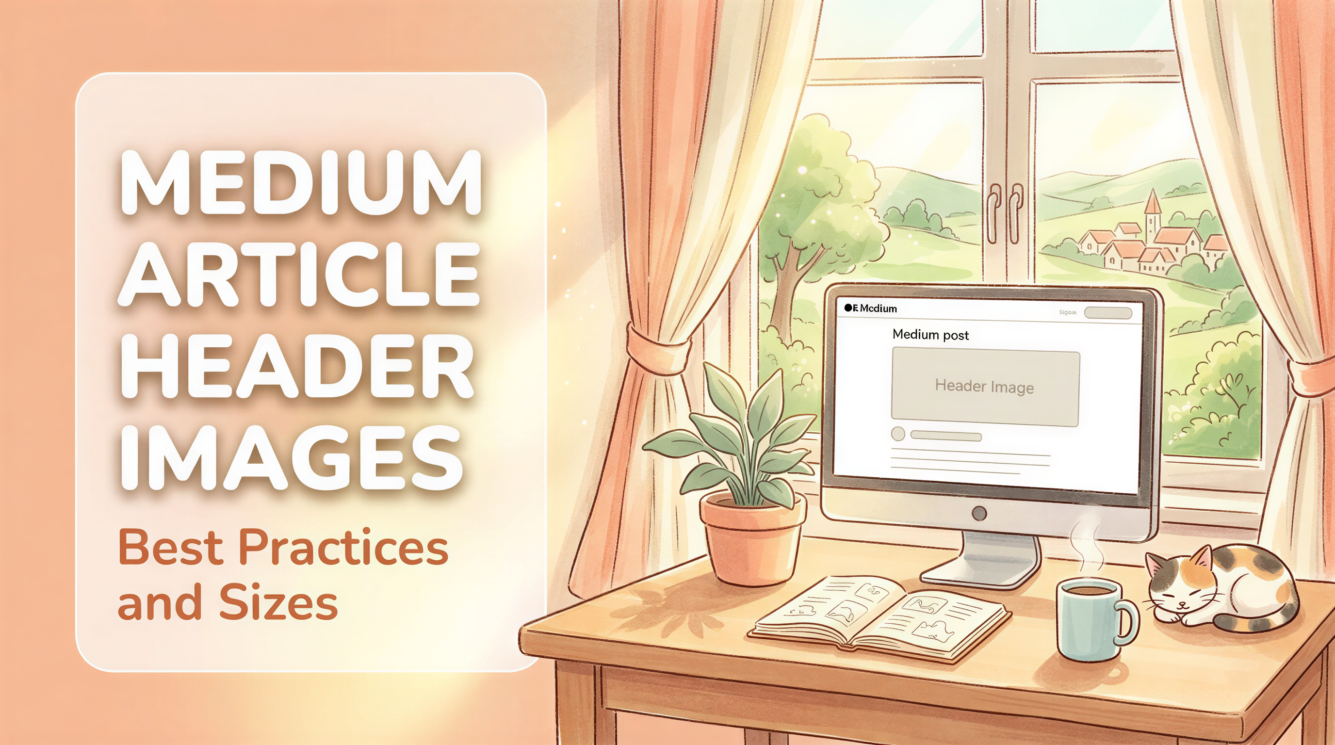 Medium header image best practices 2026: sizes, center-crop, and composition