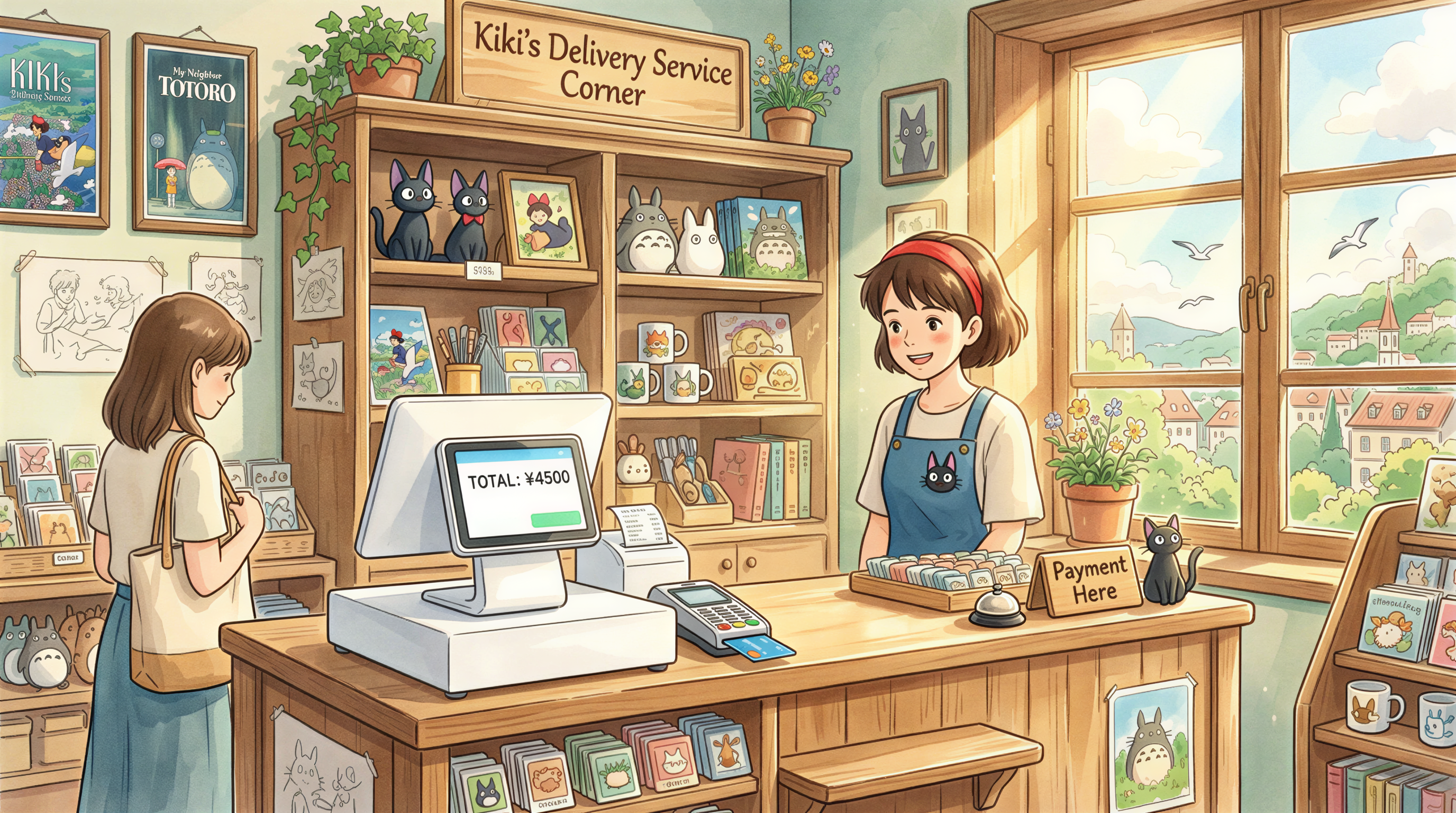 The cohesive look of a retail counter with Square hardware and a printer