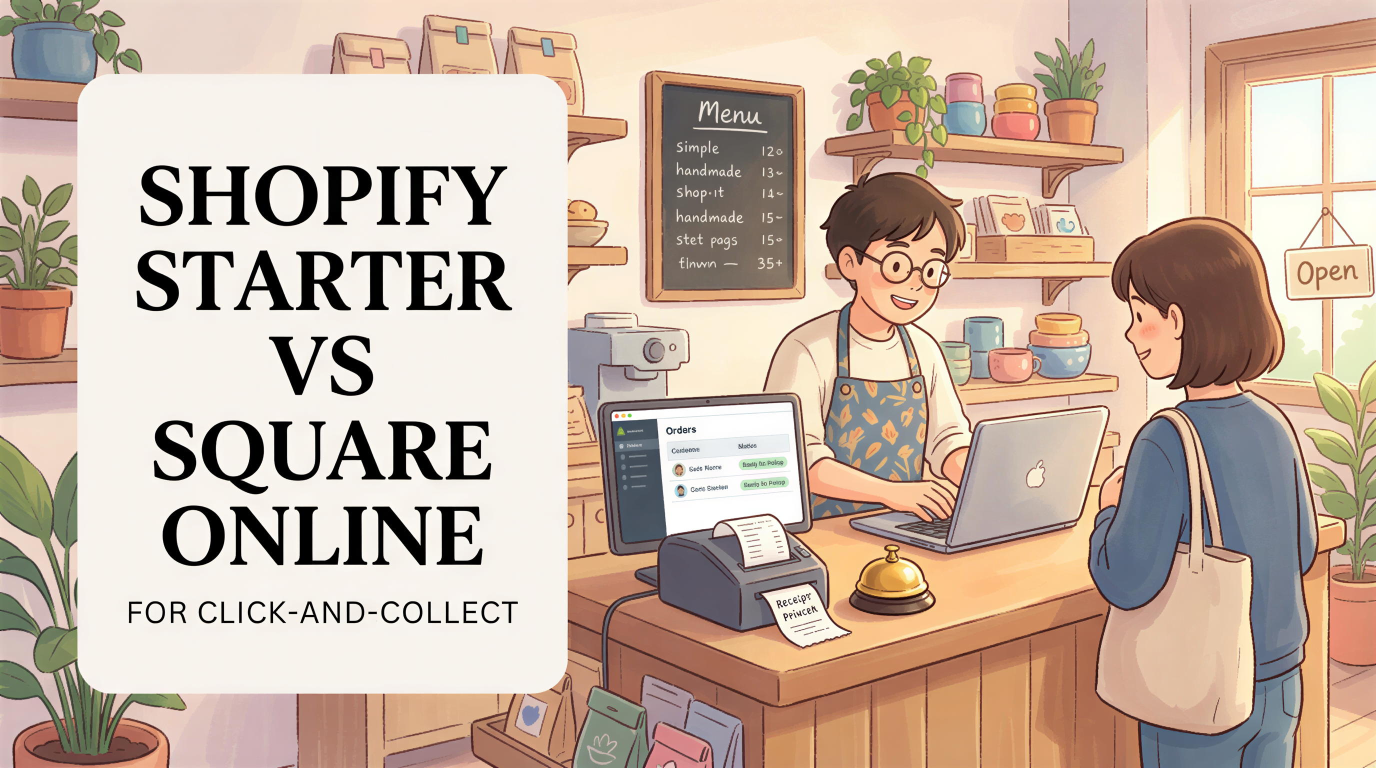 Comparison of Shopify Starter and Square Online for small shop click-and-collect services