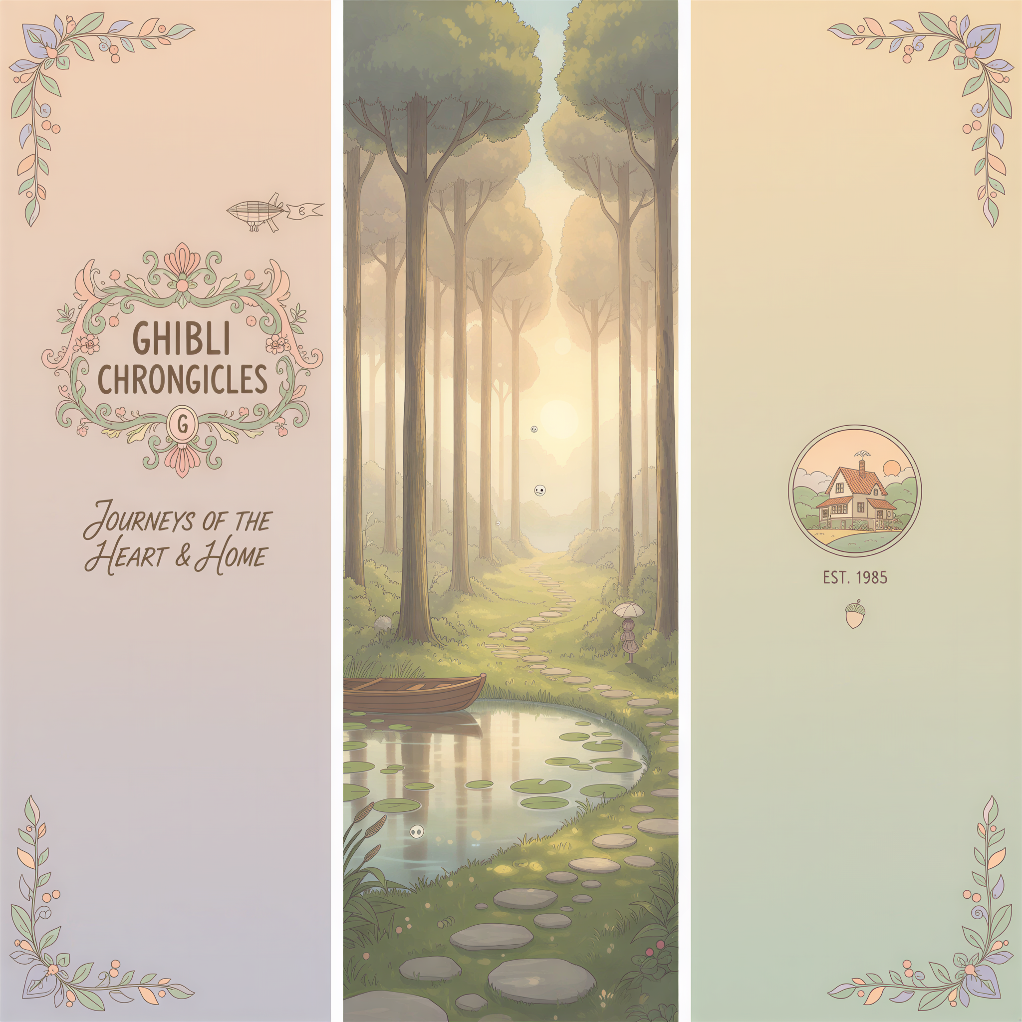 Ghibli illustration representing the three key images: a distinctive header, a calming section break, and a memorable visual sign-off.