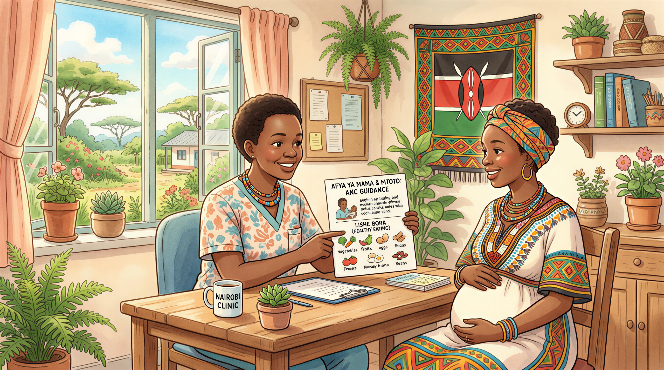 Better ANC conversation in Kenya: nurse and pregnant woman in counseling moment