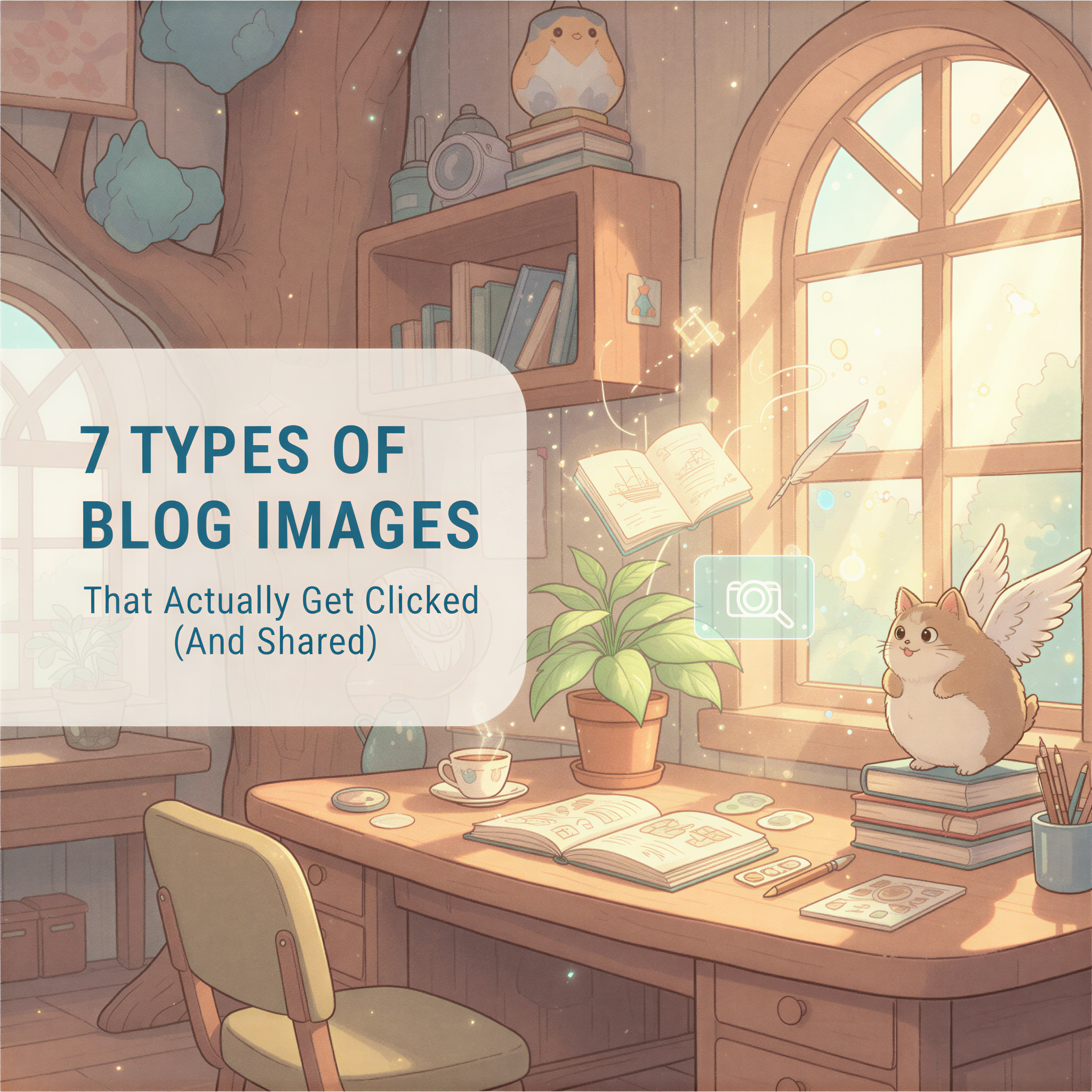 Studio Ghibli style banner with soft lighting featuring illustrated elements representing different blog visuals like charts, quotes, and diagrams overlayed with the title.