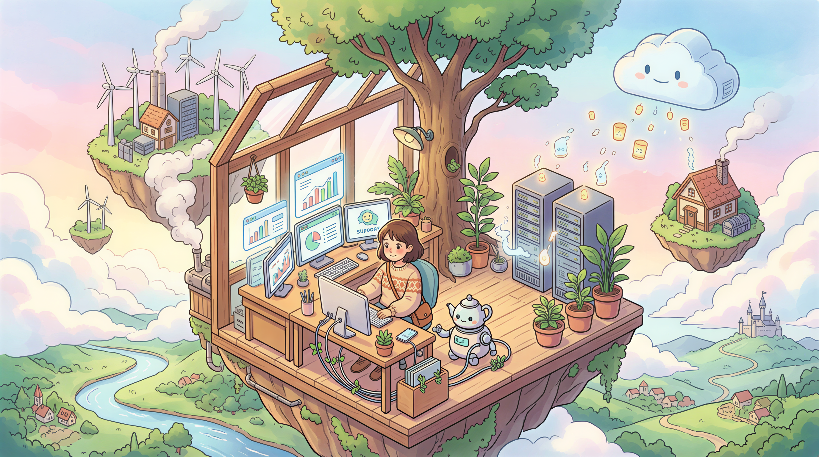 Isometric illustration for SaaS/blogs with breathing room and clean lines