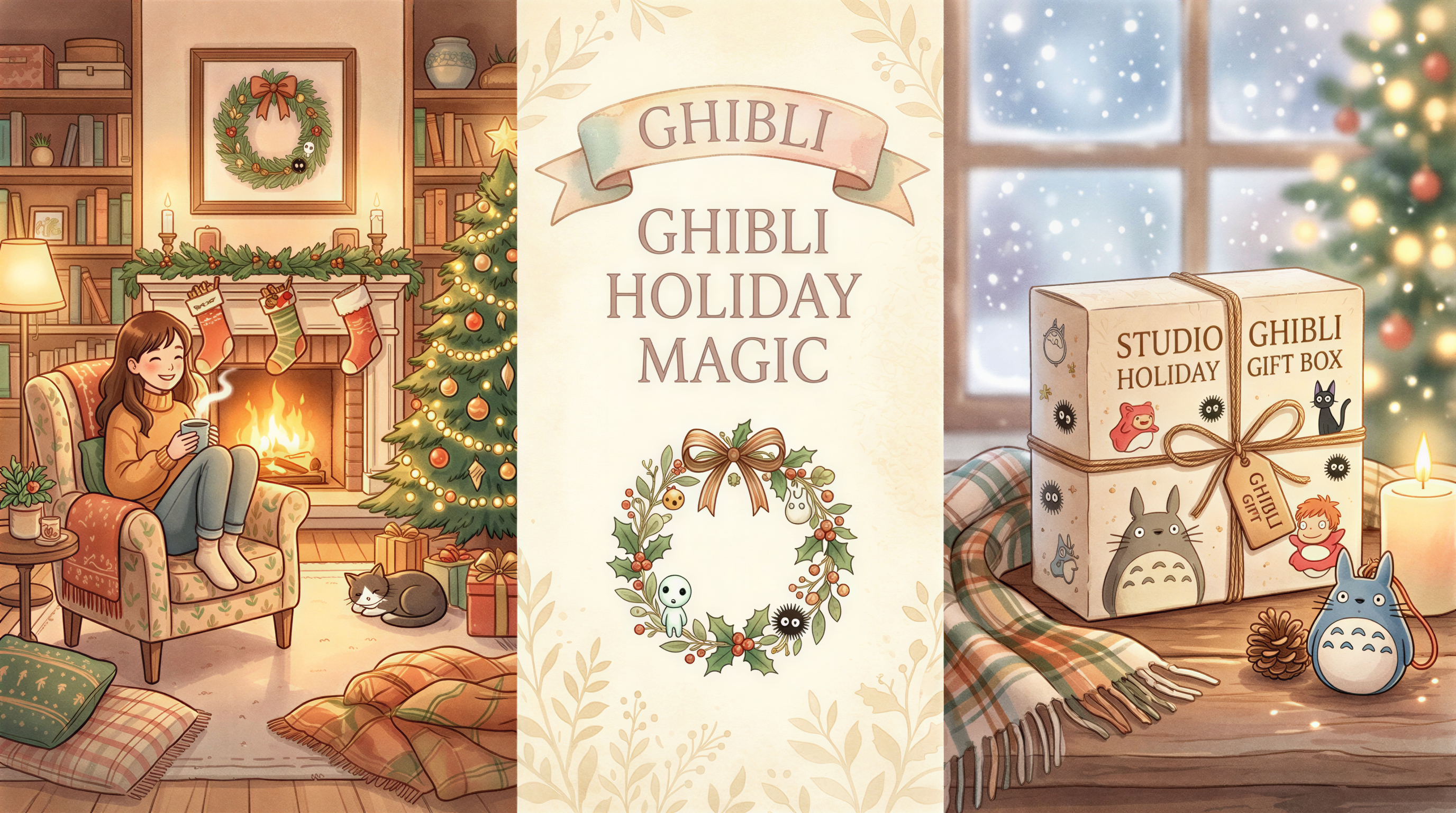 Triptych showing Cozy Holiday Editorial, Brand-First Subtle Theme, and Editorial Photoreal Hero header styles